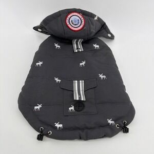 LuvGear Reversible Gray, Plaid Flannel Moose Puppy/Dog Coat/Jacket‎ Size SM
